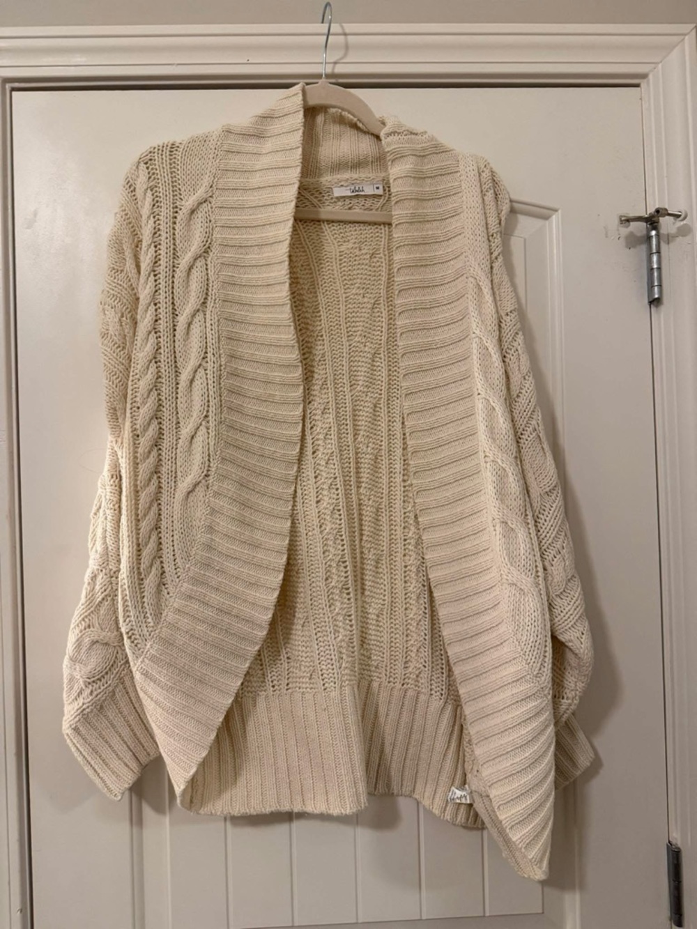 Shop Talulah Cozy Cable Knit Open-Front Cardigan Sweater - Cream